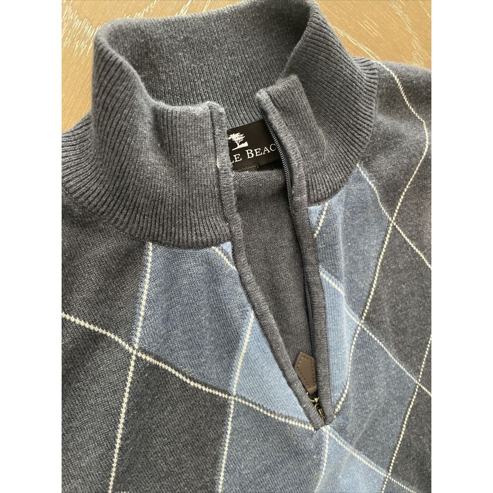 Pebble Beach Mens XL Argyle Vest Navy Blue Zip‎ Casual Golf Pullover ~ EXCELLENT